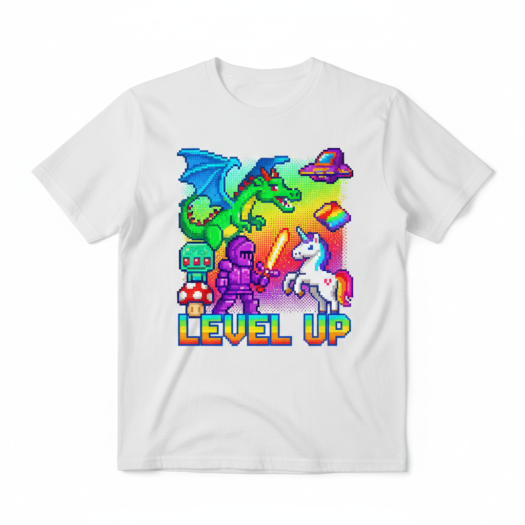 Camiseta blanca con diseño friki exclusivo
